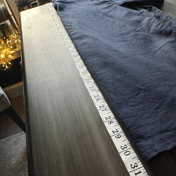 NWOT.Magaschoni Mens Linen Blend Woven Button Down Shirt Navy Blue Size Medium - Picture 11 of 11